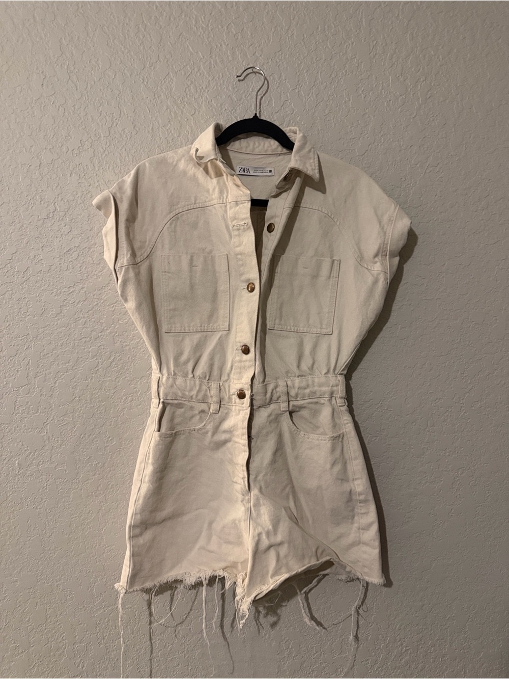 ZARA Cream Denim Romper
